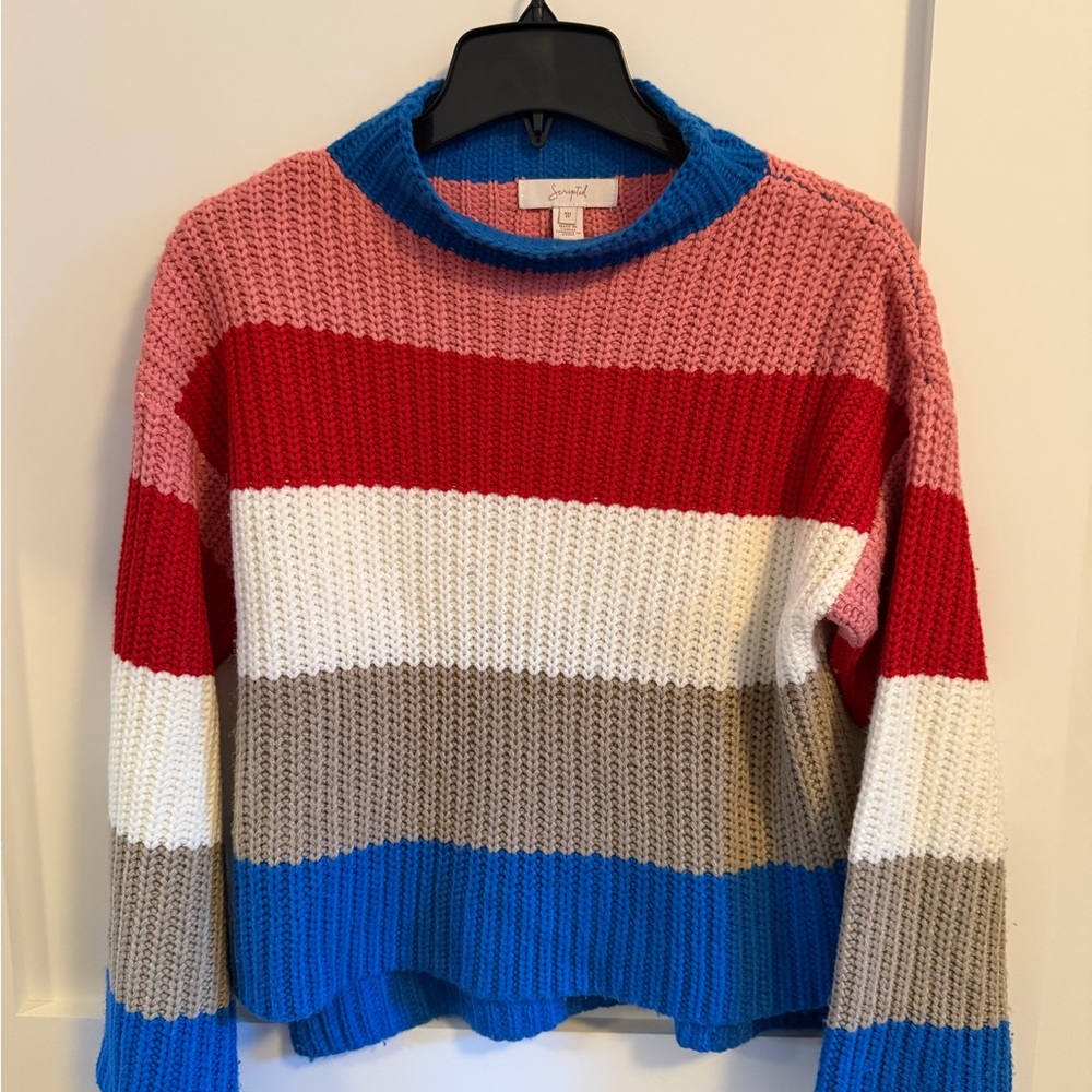 Vibrant Striped Crew Neck Sweater